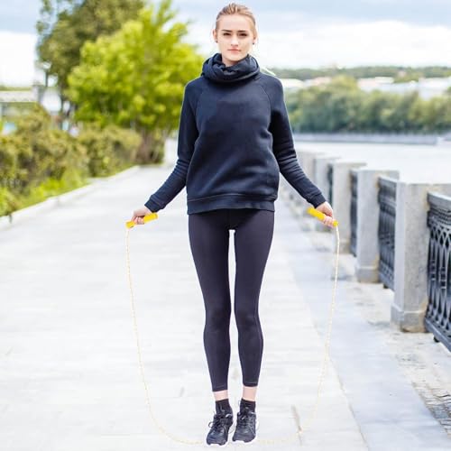 Aoriher Jump Rope for Kids Nylon Adjustable Weighted Braided Fitness Skipping Stripe Ropes with Plastic Handles 8.2 Feet f...