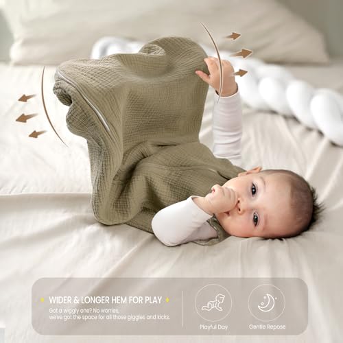 lulumoon Sleep Sack Muslin for Baby: Cotton Wearable Blanket for 3-9 Months - Soft Lightweight Ideal for Nursery Lounge Ni...