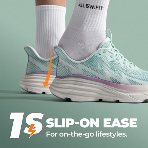 ALLSWIFIT Women's Slip On Walking Shoes Hands-Free Cushion Running Tennis SwiftPlush Non-Slip Comfortable Workout Gym Athl...