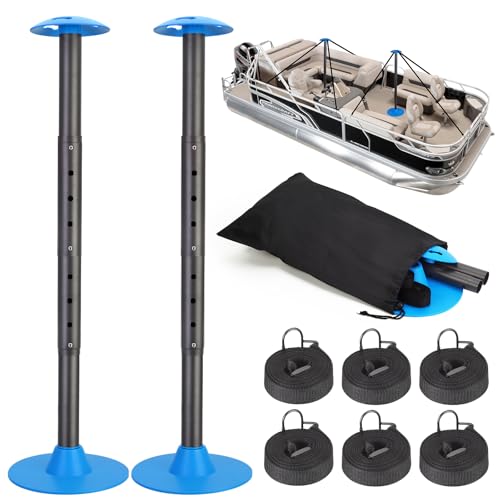 Nukugula Windproof Boat Cover Support Pole System 2 Pcs with 8 Adjustable Heights Telescoping Steel Furniture Cover Suppor...