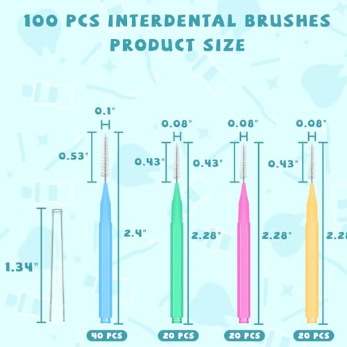 100PCS Interdental Brushes Between Teeth for Braces, Flossers Brush Cleaner, Orthodontic Flossers for Braces Cleaning Kit,...