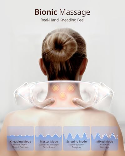 Shiatsu Neck and Back Massagers with Heat, 150 Mins Uses, 4 Modes & Adjustable Massage Head, Electric 3D Deep Tissue Knead...