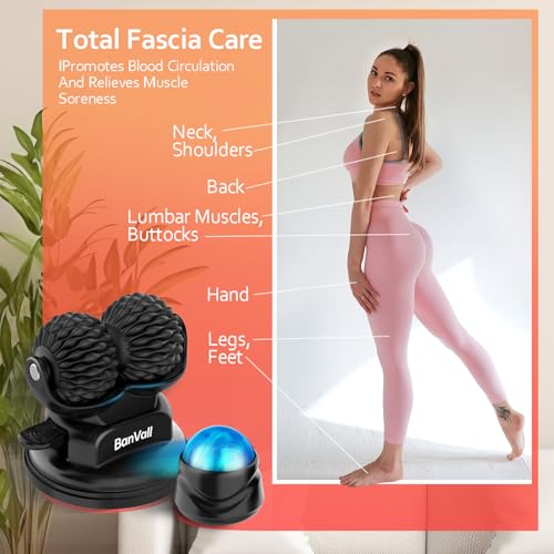 BanVall Roller Massage Ball Set for Myofascial Release,Muscles Deep Tissue Massage,Lymphatic Drainage,Wall Mountable Sucti...
