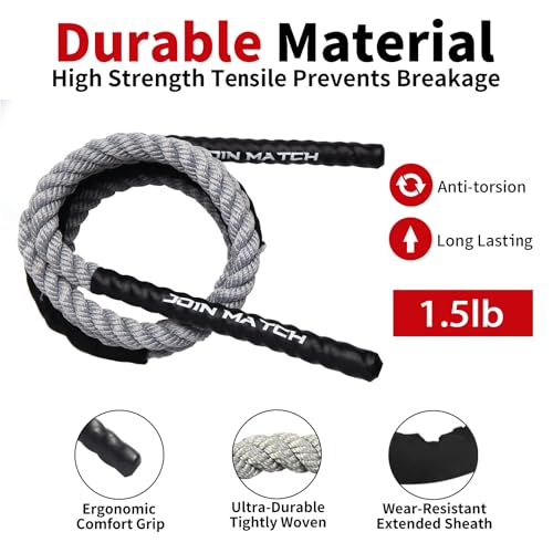 Jump Rope Weight Jump Rope for Fitness, Adult 1.5lb Heavy Exercise Skipping Ropes, Home Gym Workout Equipment Training Se...