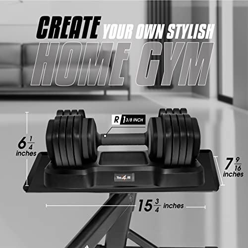 Yes4All 25/55LB Adjustable Dumbbells Pair/Single, 5-in-1 Dumbbells Adjustable Weights with Anti-Slip Handle & Sturdy Prolocks