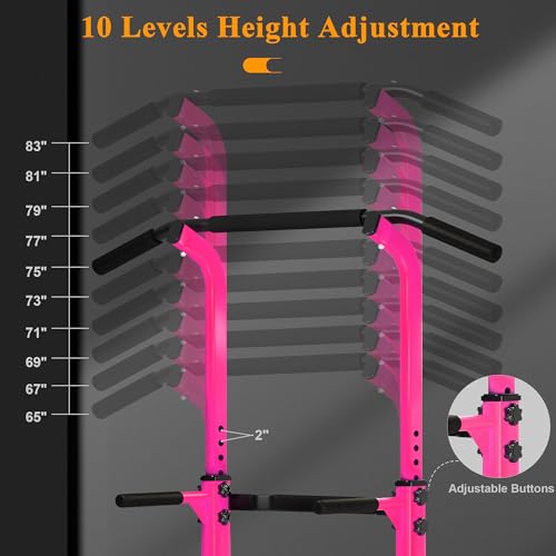 DlandHome Power Tower Pull Up Dip Station Multi-Function Fitness Equipment for Strength Training Adjustable Height Dip Sta...