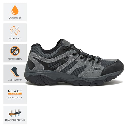 HI-TEC Ridge Low Waterproof Hiking Shoes for Men, Lightweight Breathable Outdoor Trekking and Trail Sneakers, Sizes 7 to 1...