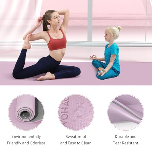 WOHAO Extra Thick 8mm Yoga Mat, 72"x28" Non Slip Exercise Mat, Reversible 2-Sided Dual Color Premium POE Material, with Ca...