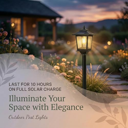PASAMIC Outdoor Solar Post Lights, 2-Pack 63" Dusk to Dawn Solar Lamp Posts, Waterproof Floor Lamps, Warm White Pole Light...