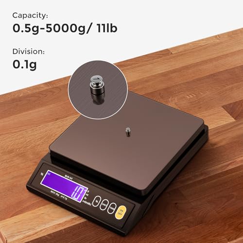 Bonvoisin Baking Scale 0.1 Gram Accuracy Digital Scale for Kitchen, Candle, Soap and Sourdough Bread Making, with Percenta...
