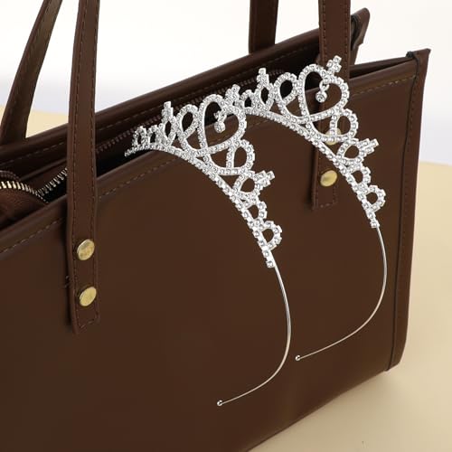 2Pcs Princess Crown Tiara Crystal Rhinestone Non-Slip Crown Headbands for Girls & Women