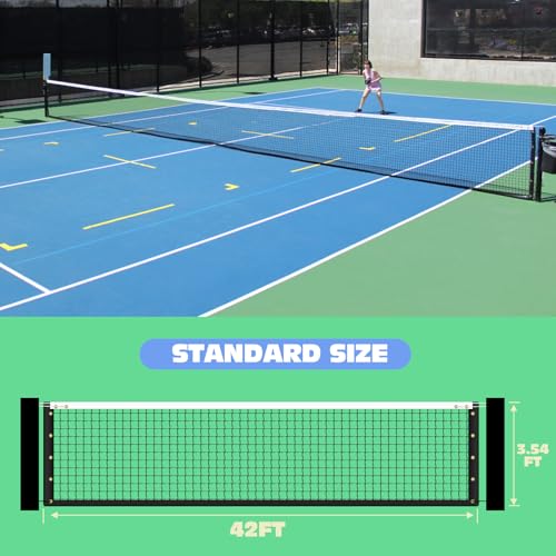 Tennis Net Professional Tennis Court Net 42FT Replacement Nets Heavy Duty Sport Nets with 2 Fiberglass Dowels, Compatible ...