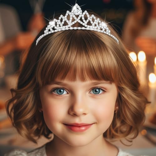 Kilshye Rhinestone Tiara Headband Silver Crystal Princess Tiaras Birthday Crown Headdress for Girls