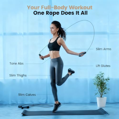 AgiliQ Jump Rope, Adjustable Jump Ropes,Skipping Rope Tangle-Free Rapid Speed with Ball Bearings for Women Men Kids,Exerci...
