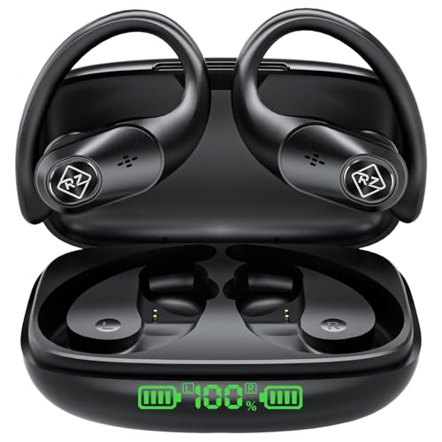Wireless Earbuds Bluetooth Headphones 96H Playtime LED Display Waterproof Built in Mic Deep Bass Sound Secure Over Ear bud...