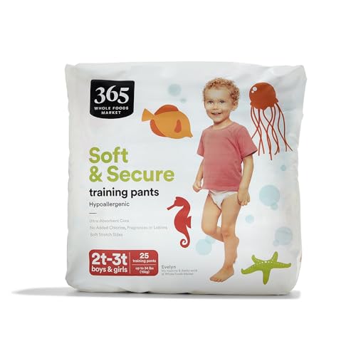 365 by Whole Foods Market, Soft & Secure 2T-3T Training Pants, Hypo-Allergenic, Ultra-Absorbent, 25 Count