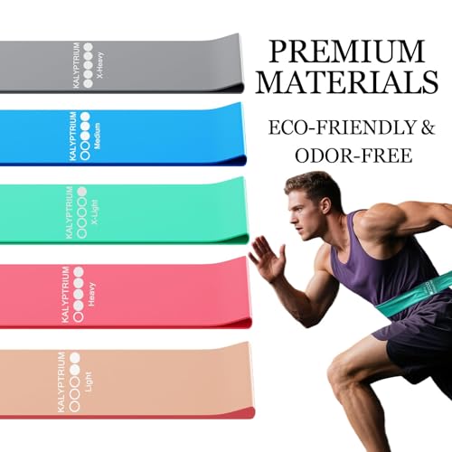 KALYPTRIUM Resistance Bands Set – 5-Level Exercise Bands for Physical Therapy/Yoga/Pilates/Strength Training/Home Fitness ...