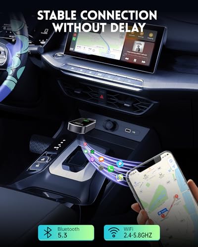 Amzfeel Wireless CarPlay Adapter for Apple iPhone iOS 10+ & Cars from 2015+, Mini Edition, Converts Factory Wired to Wirel...