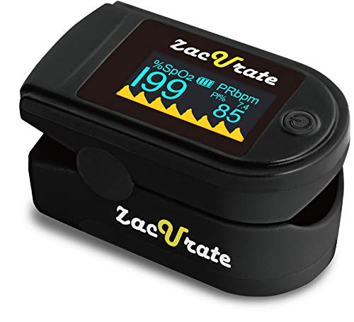 Zacurate 500C Elite Fingertip Pulse Oximeter Blood Oxygen Saturation Monitor with Silicon Cover, Batteries and Lanyard (My...