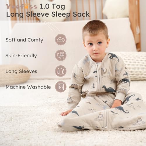 Yoofoss Baby Sleep Sack with Sleeves Wearable Blanket Baby Organic Cotton 2-Way Zipper Sleeping Sack, Soft Breathable Durable