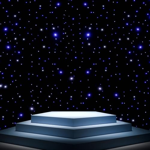 WUPYI LED Backdrop 10ft x 13ft LED Stage Sky Cloth Background Blue and White Star Curtain DMX Control for Wedding Party Ba...