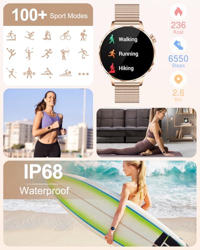 PODOEIL Smart Watches for Women (Answer/Make Calls), Heart Rate/Sleep/Blood Pressure Monitor, 100+ Sports Modes, IP68 Wate...
