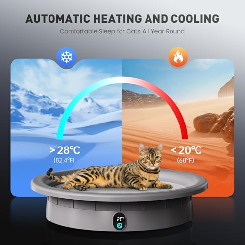 PRTSUiKG Smart Cat Bed with Automatic Heating and Cooling, Indoor Pet Bed with Built-in Weight Scale, Cat House with Repla...