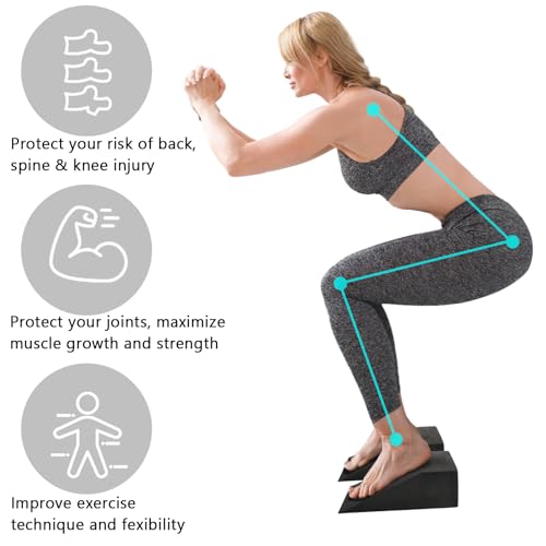 Yesland 2 Pcs Yoga Foam Squat Wedge Blocks, Professional Squat Ramp for Heel Elevated Squat, Lightweight Calf Stretcher Sl...
