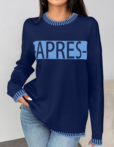 Sweaters for Women Crewneck Long Sleeve Contrast Pullover Graphic Chic Stitch Style Sweater Pullover Jumper Tops