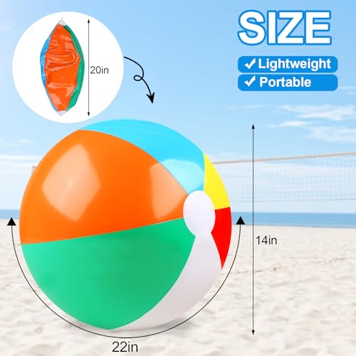 2 Pack Beach Balls, 20 Inch Beach Balls, Rainbow Color Pool Toys Pool Balls for Swimming Pool, Beach Toys Inflatable Ball ...