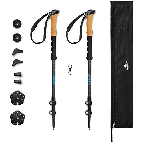 Cascade Mountain Tech Trekking Poles - Carbon Fiber Walking or Hiking Sticks with Quick Adjustable Locks