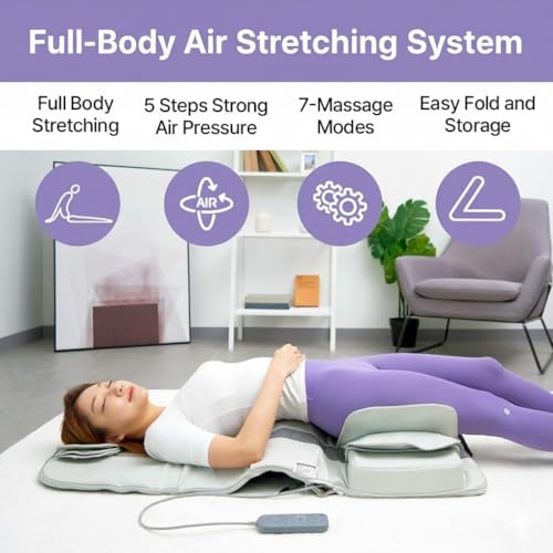 2026 New, Full Body Stretching Massage Mat with Heat. 3D Lumbar - Neck, Back, Waist, Hip Relaxation. 26 Powerful Air Cell...