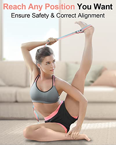 Tumaz Yoga Strap/Stretch Bands [15+ Colors, 6/8/10 Feet Options] with Extra Safe Adjustable D-Ring Buckle, Durable and Com...