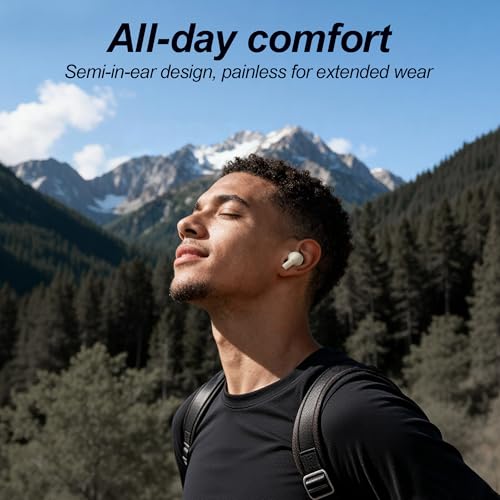 Anjetsun Wireless Earbuds for Daily Use, Semi-in-Ear Wireless Audio Headphones with Microphone, Touch Control, Type-C Char...