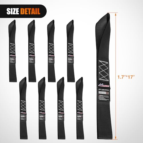 Nilight Soft Loop 1.7”×17" Motorcycle Tie Down Straps Heavy Duty 12000Lbs Max Break Strength for Securing ATV UTV Kayak Mo...