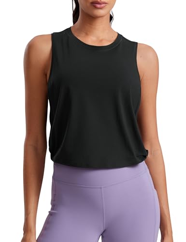 CRZ YOGA Pima Cotton Large Armhole Tank Tops for Women - Workout Sport Athletic Yoga Running Gym Loose Crop Sleeveless Shirts
