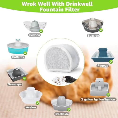 xbbwmrs 15 Count Replacement Carbon Filters Compatible with PetSafe Drinkwell Filters, Pet Water Fountain Replacement Cart...