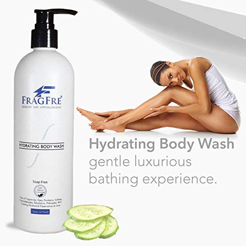 FRAGFRE Sensitive Skin Body Wash 16 oz - Paraben Free Sulfate Free Body Cleanser - Hypoallergenic for Delicate and Flaky Skins -