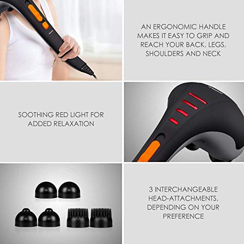 HANGSUN Handheld Neck Back Massager for Pain Relief Deep Tissue, Double Head Full Body Percussion Massage MG400 for Should...