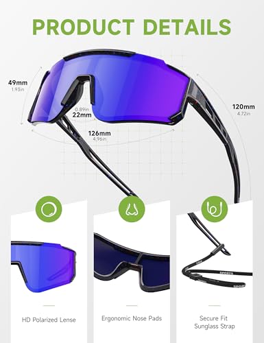 Foliful Kids Polarized Baseball Sunglasses for Boys Girls - Youth Softball Cycling Sports Sunglasses UV Protection Goggles