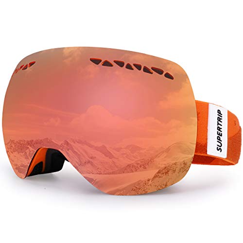 Supertrip Professional Ski Goggles for Men and Women Double Lens Anti-Fog Big Spherical Skiing Unisex Multicolor Snow Goggles