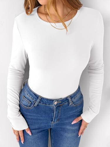 ANRABESS Women Long Sleeve Thermal Shirt Fleece Tops 2026 Fall Winter Crew Neck Casual Base Layer T-Shirts Warm Undershirts