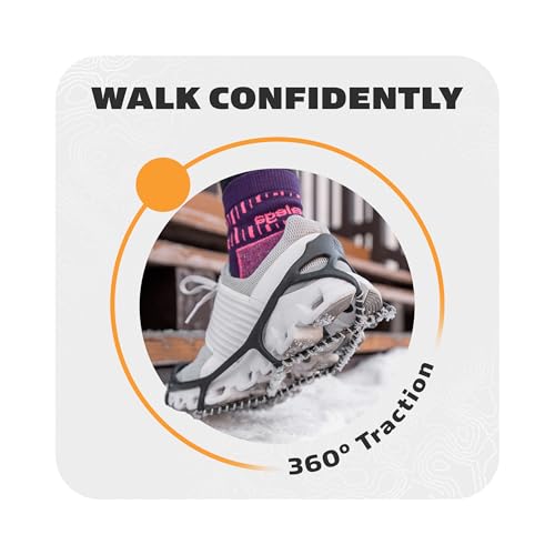 Yaktrax Walk Traction Cleats - 360-Degree Grip on Snow, Ice, & Multi-terrain Surfaces - Elastic Outer Band w/ Easy-On/Off ...
