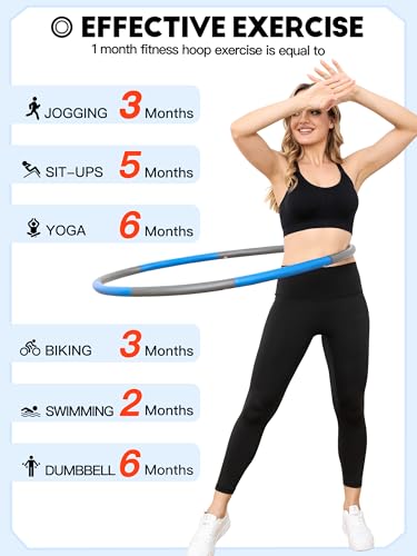 Phobby Weighted Exercise Hoop for Adults, 2.2lb Detachable Fitness Hoop, Adjustable Hoop with Jump Rope, Tape Measure and ...
