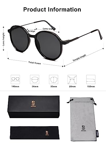 SOJOS Trendy Designer Hexagon Round Sunglasses for Women Fashion Big Shades Geometric Women Sunglasses SJ2181