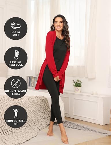 Winvote 3 Sets Thermal Underwear for Women Set Long Johns Fleece Lined Soft Cold Weather Warm Base Layer Winter Top Bottom