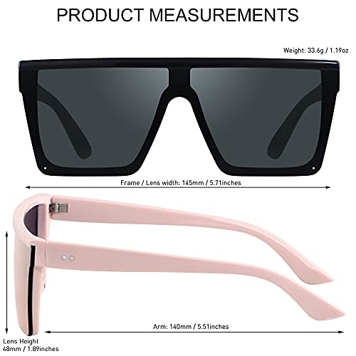 LYZOIT Square Oversized Sunglasses for Women Men Big Flat Top Fashion Shield Large UV Protection Rimless Shades