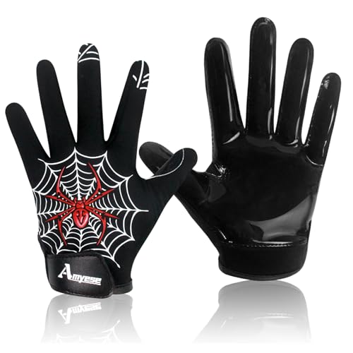 AMYESE Youth Football Gloves -Sticky Football Receiver Gloves with Tacky Silicone Palm for Kids Girls Boys Flag Football P...