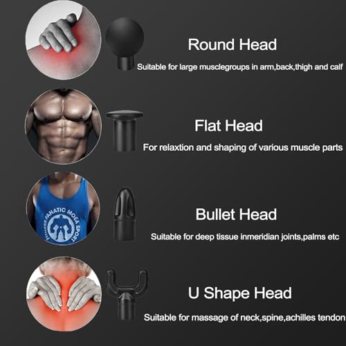 Massage Gun Deep Tissue - Back Muscle Massager w/High Torque Motor for Back Pain, Shoulder, Neck, Body, All Muscles Recove...