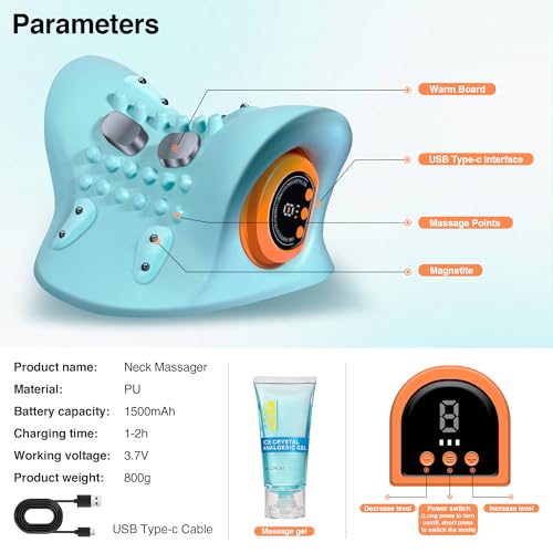 Vzvvzp Neck Massager 2025, Neck Stretcher Cervical Traction with Heat, 3 Modes, Portable Massage Neck Hump Corrector for P...